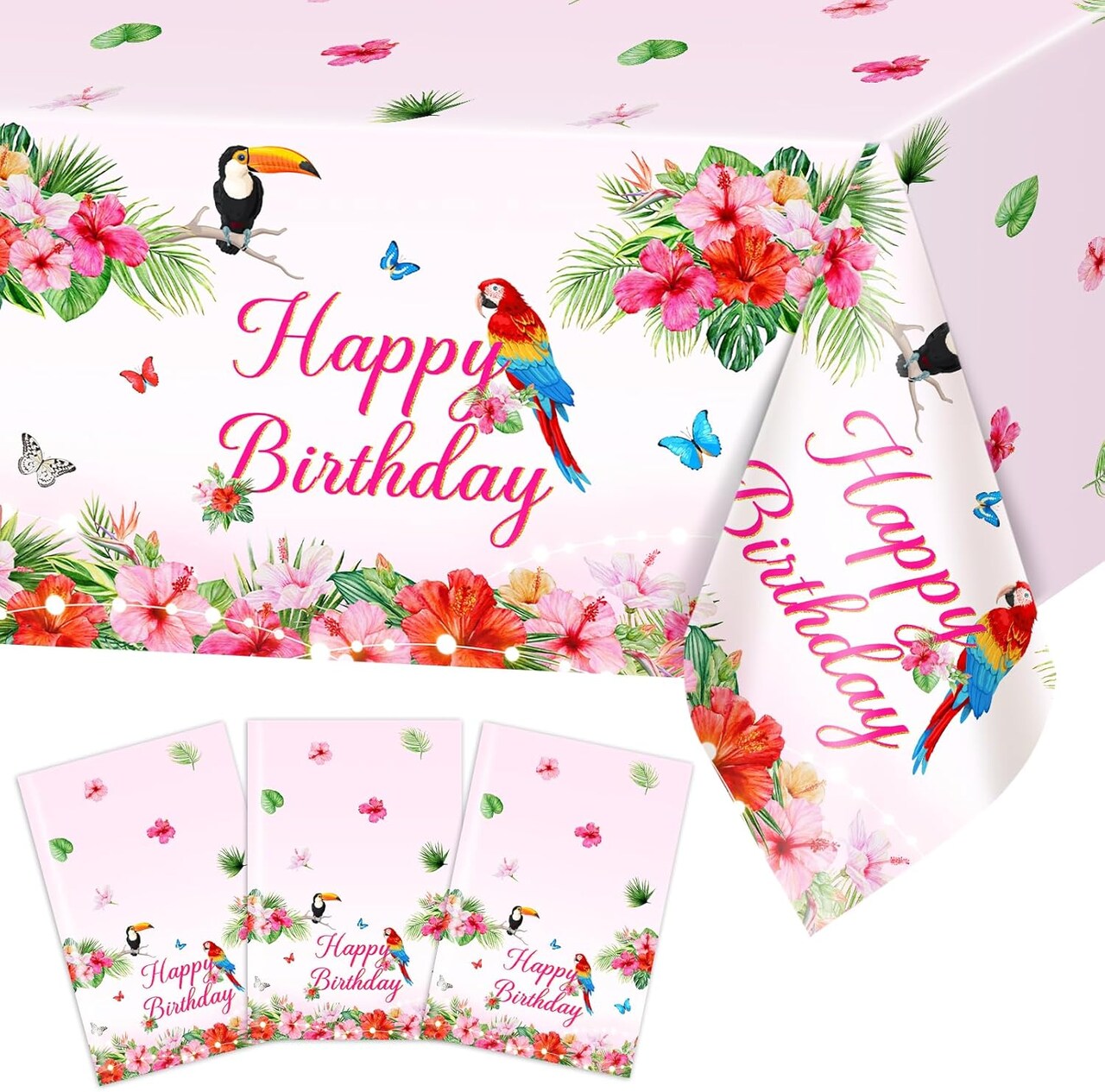 3 pcs Summer Birthday Decorations Hawaiian Table Cloths 108 x 54 inch